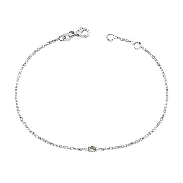 Petit armbånd i 14 kt hvidguld med grøn safir og diamanter fra Nuran